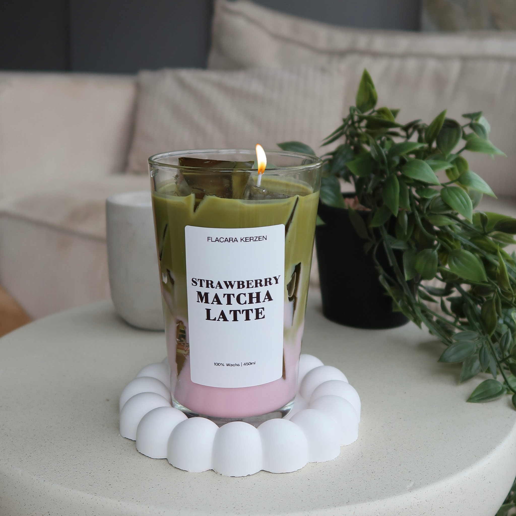 Strawberry Matcha Latte Kerze