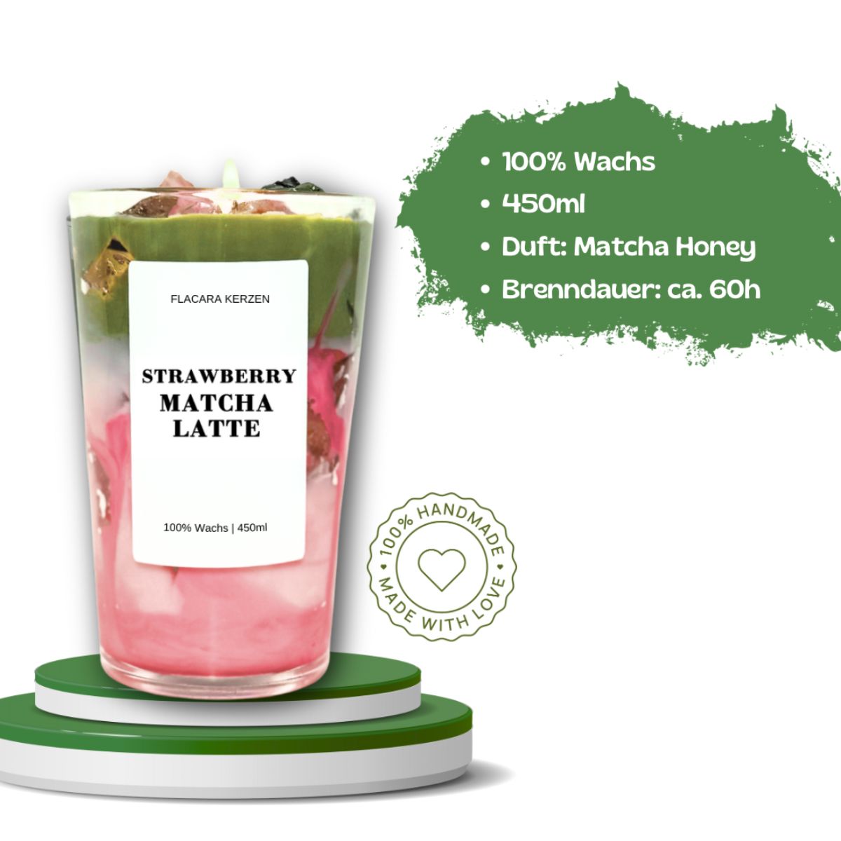 Strawberry Matcha Latte Kerze