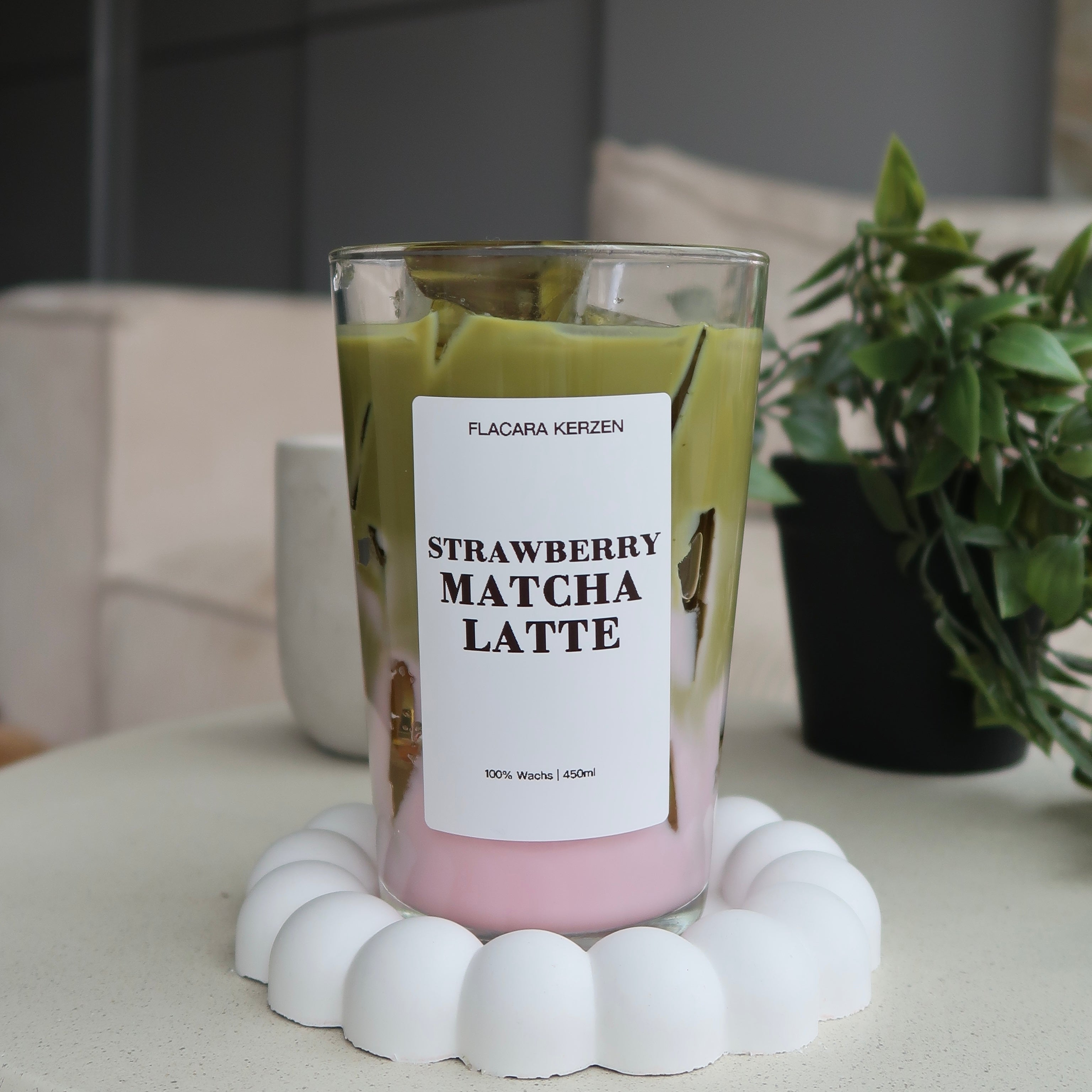 Strawberry Matcha Latte Kerze