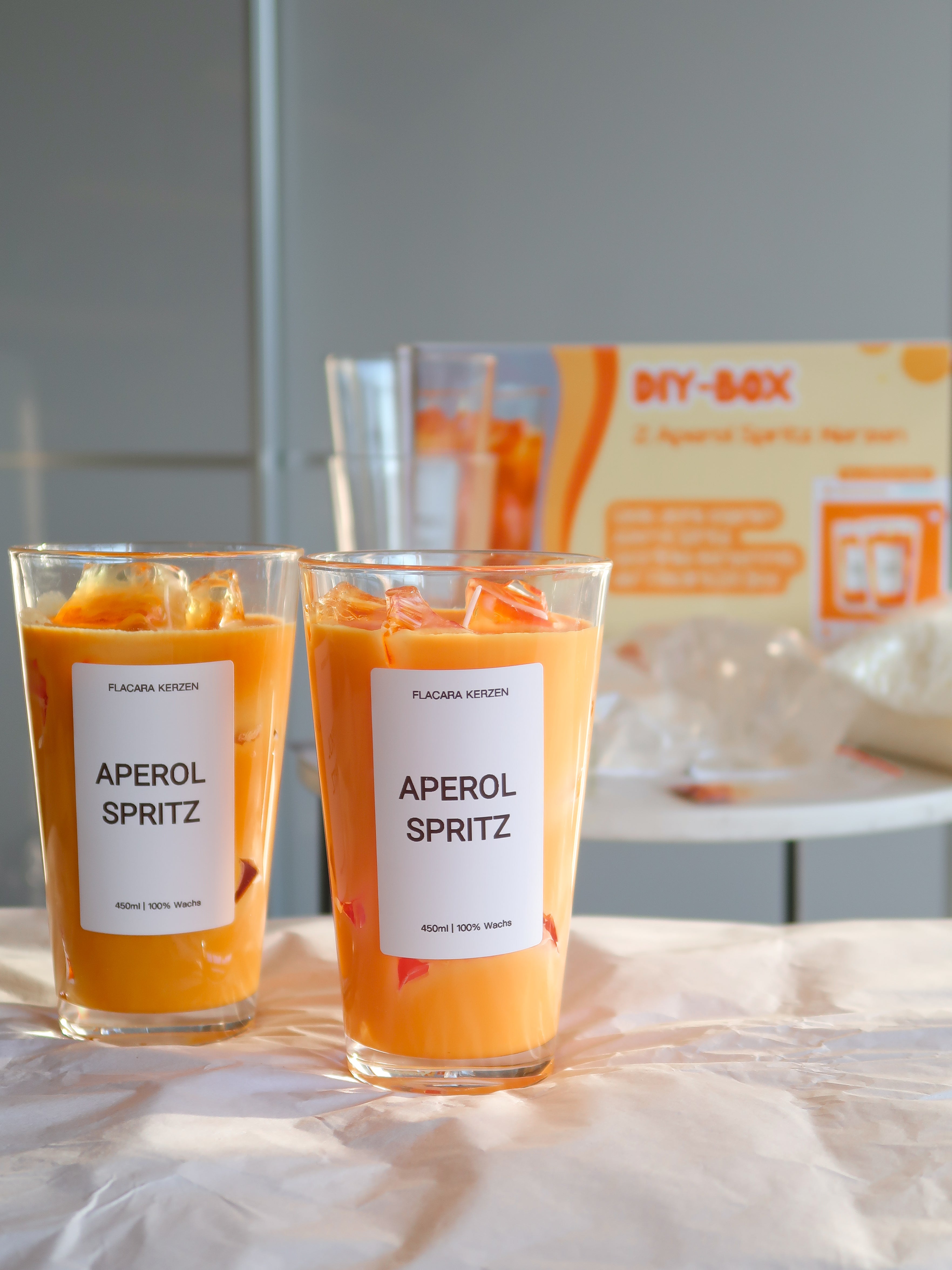 DIY-Boxen Spar-Set: 2 Aperol & 2 Matcha Duftkerzen